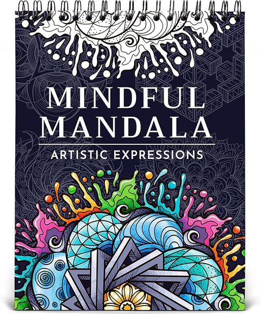 Premium Artistic Mandala Coloring Book for Adults – 50 Abstract Designs – 180gsm Thick Bleed-Proof Paper, Spiral Bound Lay-Flat, Perforated – Frameable Art, Relaxation Gifts for Women, Adult Coloring