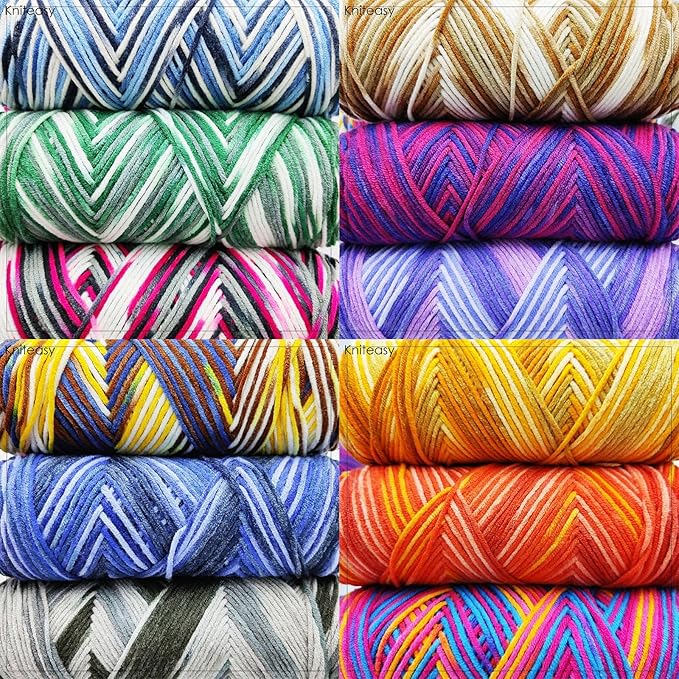 5-Ply Variegated Yarn 200g/2pcs, Acrylic 100%, Chunky Weight 2.5mm, Soft & Cozy, Vibrant Colors, Full Hand Feel for Knitting Sweaters, Scarves, Shawls, Hats (4#Orange Flower)