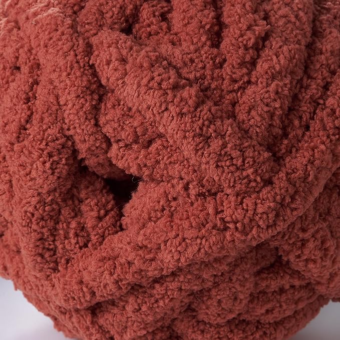 Crafted by Catherine Chunky Chenille Yarn - 2 Pack (10.5 oz / 300 g, 41 Yards Each Skein), Clay, Gauge 7 Jumbo