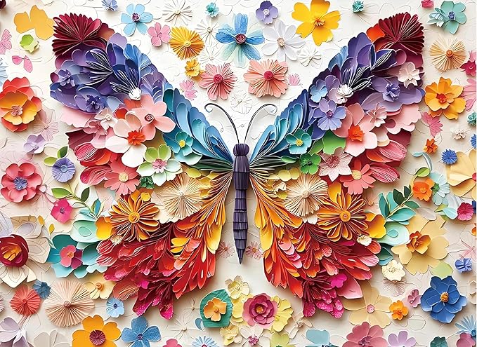 EIBEILI Adult Diamond Painting Set -Flower Butterfly Diamond Painting Set, 5D Diamond Painting, DIY Full Diamond Painting Gemstone Craft 11.8x15.7 inches