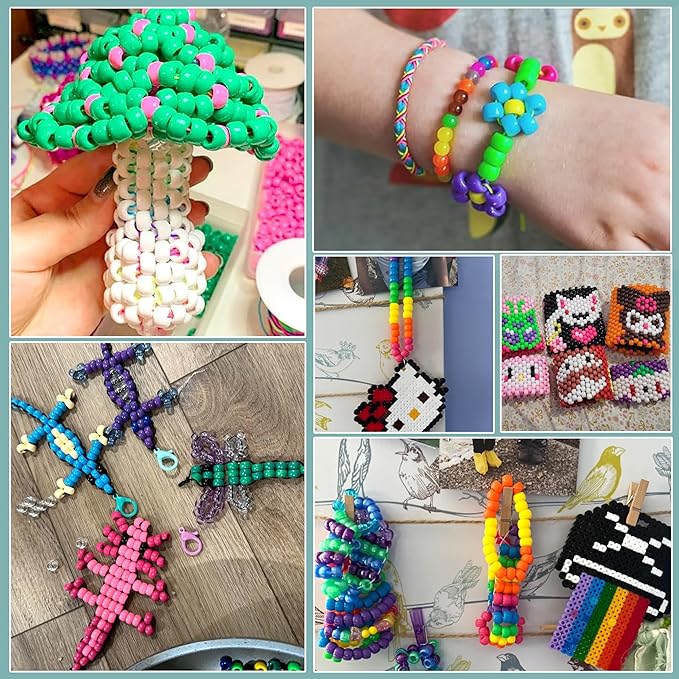 Pony Beads for Bracelets 3600 Pcs Plastic Beads for Friendship Bracelets Necklace 6x9mm 18 Solid Colors