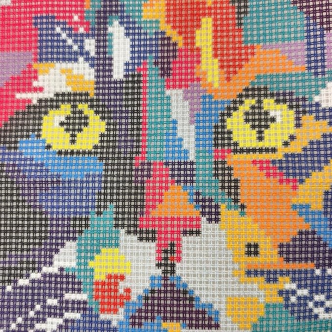 Howie's Needlepoint Needlepoint Kits for Adults Beginners, Furbish Cat Needlepoint Pillow Front Kit with Stamped Pattern on Canvas, Yarn, 2 Needles and Instruction, 16 x 16inch(Pop Art Cat)