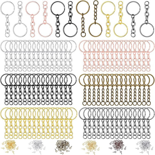 Hotop 360 Pcs Key Rings for Crafts Keychain Making Kit Including 90 Open Jump Rings Connectors, 180 Small Screw Eye Pins Hooks Bulk for DIY Keychain Supplies Crafts Jewelry Making(20 mm,Mixed Color)