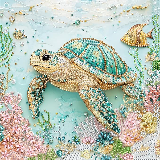 SKRYUIE DIY Diamond Art Kits for Adults Turtle Special Shape - 5D Diamond Painting Kits for AdultsAnimal - Crystal Embroidery Cross Stitch - Craft for Wall & Office Decor 12 x 12 Inch A4