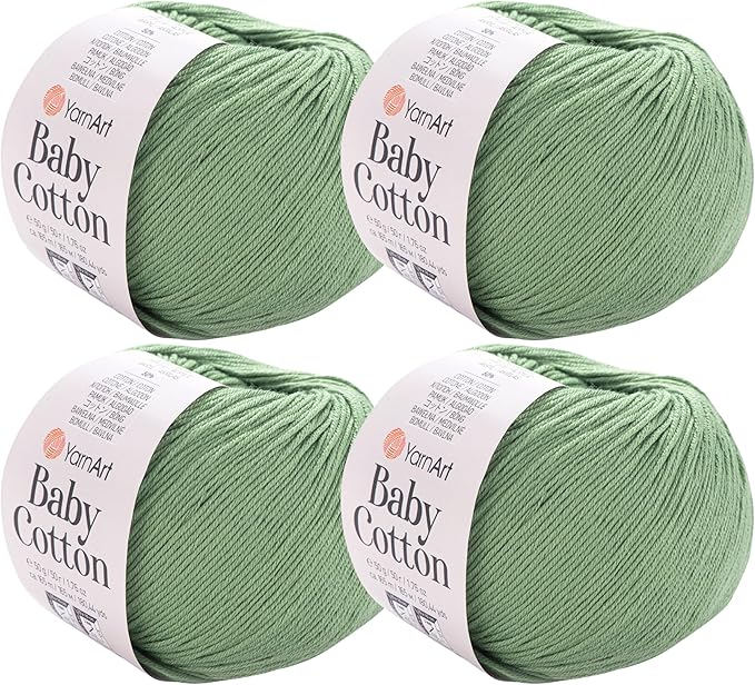 YarnArt Baby Cotton Yarn 4-Pack – Soft Knitting Yarn for Baby & Summer, 50% Cotton 50% Acrylic, 1.76 Oz Each, 180.44 Yds/Skein – Ideal for Amigurumi & Crochet Projects (440)