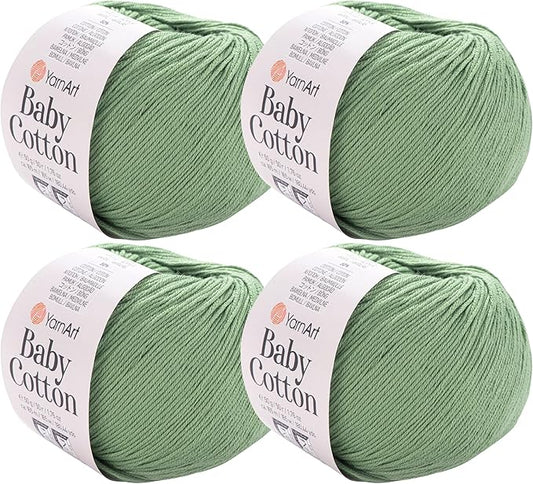 YarnArt Baby Cotton Yarn 4-Pack – Soft Knitting Yarn for Baby & Summer, 50% Cotton 50% Acrylic, 1.76 Oz Each, 180.44 Yds/Skein – Ideal for Amigurumi & Crochet Projects (440)