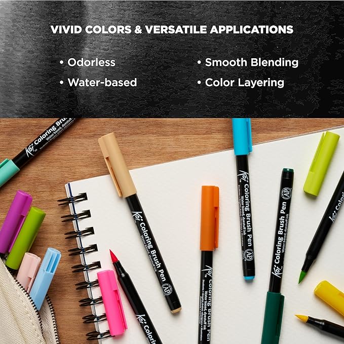 SAKURA XBR-12SA 12-Piece Koi Assorted Coloring Brush Pen Set