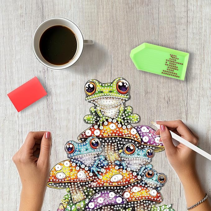 SENQAO Frog Diamond Art Hanging Kit for Adult, Special Shaped Rhinestone, Double Sided DIY Acrylic Diamond Art Painting Window Pendants Home Garden Wall Hanging Kits Hanging Ornament