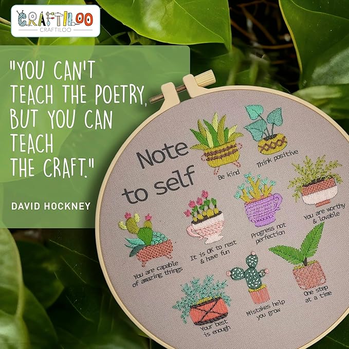CRAFTILOO Embroidery Kits for Adults Hand Embroidery kit for Beginners with Stamped Embroidery Patterns Starter Embroidery Kit. Needlepoint kit Cross Stitch kit for Teens& Adults Cactus