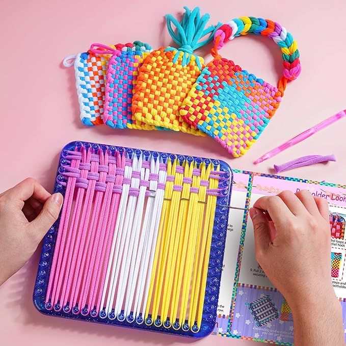REENLIV Upgraded Weaving Loom Kit Toys for Kids & Adults, DIY Arts & Crafts, Easy Potholder Loom Knitting Activity for Beginners, Ideal Gifts for Girls Ages 5 6 7 8-12 13 Years Old, 252 Craft Loops