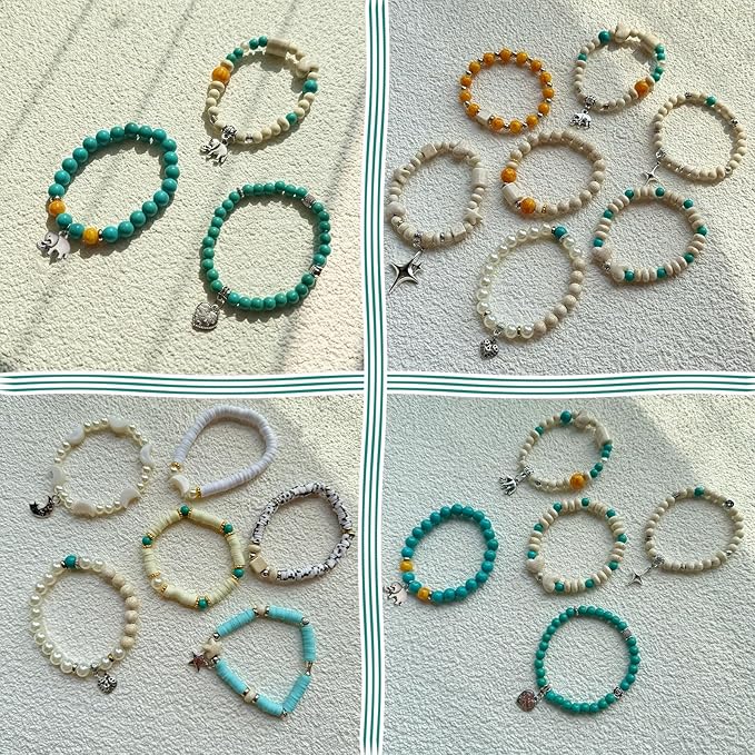 LLchunyun Bracelet Making Kit,1735PCS Clay Beads Acrylic Round Heart Star Beads Turquoise Beads for Jewelry Making DIY Craft Bracelet Necklace Earrings for Adults