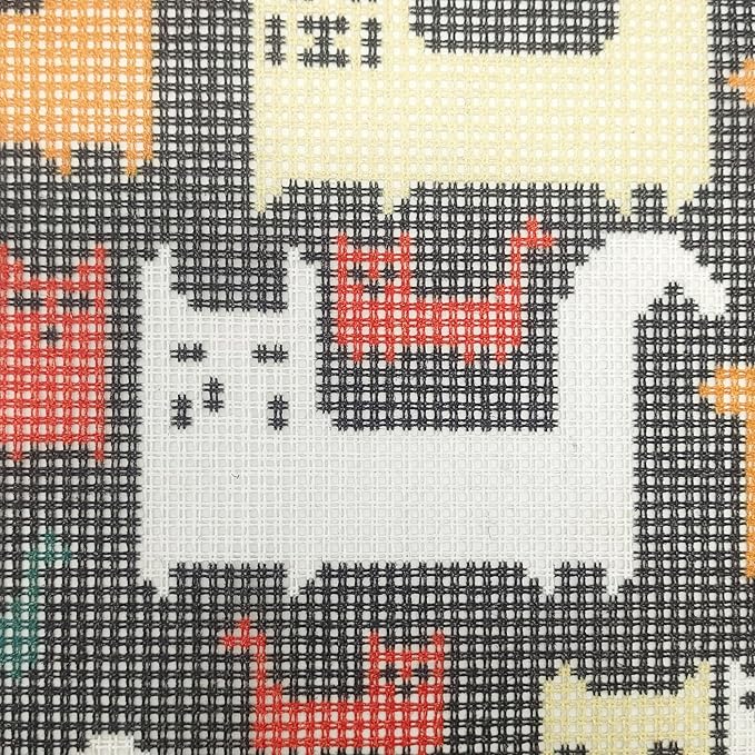 Howie's Needlepoint Needlepoint Kits for Adults, Pillow Front Cross Stitch Kit with Embroidery Pattern on Canvas, Yarn, 2 Needles and Instruction, 16 x 16inch(Cat Party)