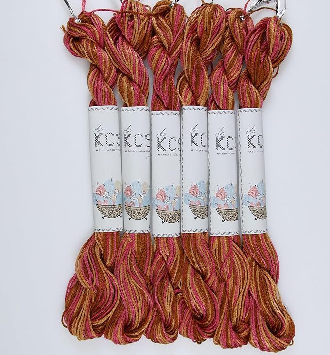 KCS Big skeins of 25 Meters Size 25 Color Variegated Cross Stitch Stranded Threads,6 skeins,4130