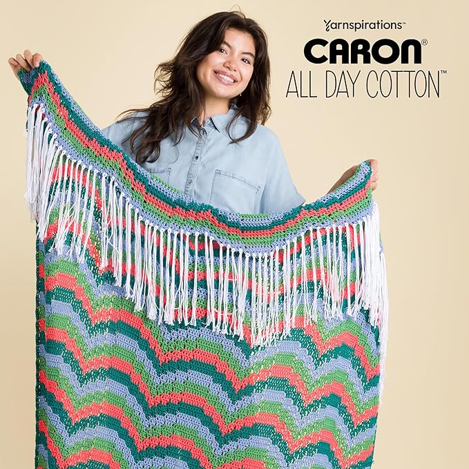 Caron All Day Cotton - 3 Pack of 173 Yards/3.52 oz Red Lip 100% Mercerized Cotton Yarn