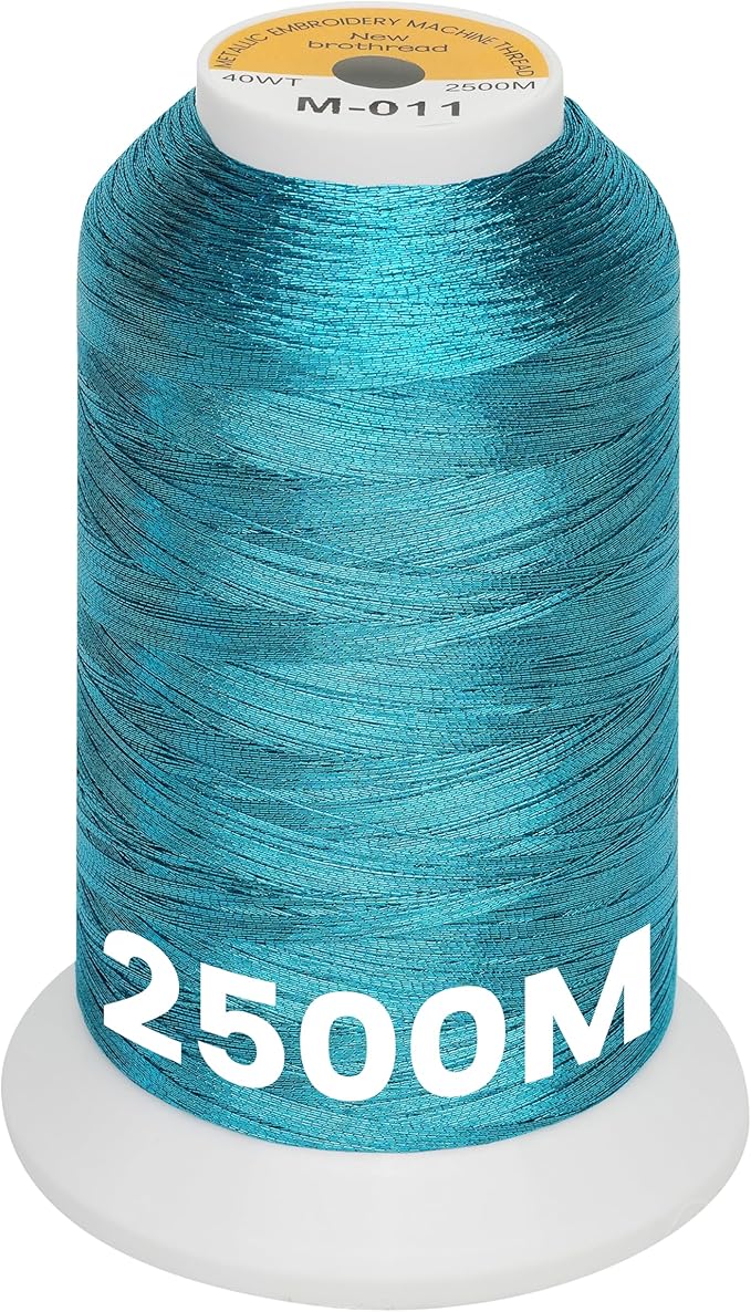 New brothread Single Huge Spool Metallic Embroidery Machine Thread 2500M (2735Y) Each for Commercial and Domestic Embroidery Machines - Dark Blue M-011