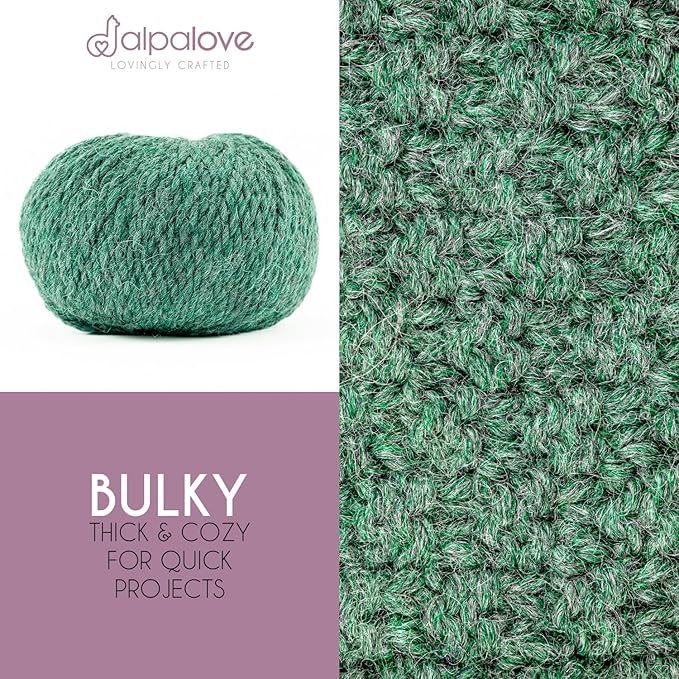 Bulky Set (6 x 1.75 oz) Super Soft Baby Alpaca Knitting Yarn Emerald 328 Yards
