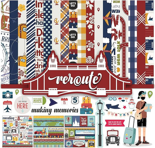 Inkdotpot Travel Collection Double,Sided Scrapbook Paper Kit Cardstock 12"x12" Card Making Paper Pack of with Sticker Sheet - 16 Pages - Multicolor