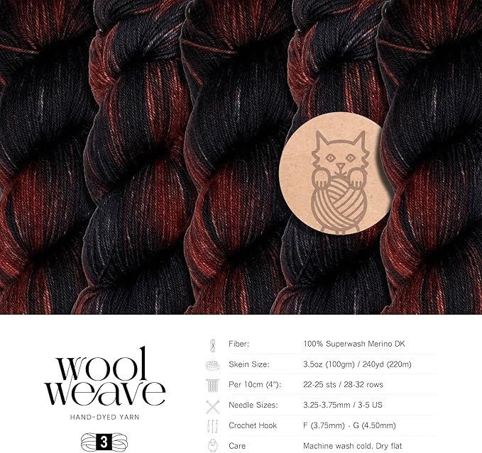 Superwash Merino Wool Yarn for Knitting & Crocheting - Hand Dyed Yarn, 100gr, 240 Yards Dk Weight Yarn - Luxurious, Soft & Durable