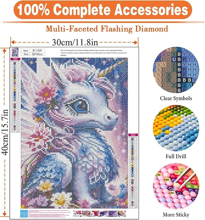 igoodom Diamond Art Kits for Adults, Unicorn Diamond Art Kits, Full Drill Round Unicorn Diamond Painting Kits, DIY Gem Art and Crafts for Home Wall Decor Gift 12x16inch