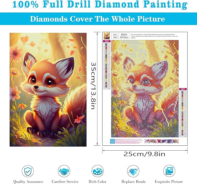 Meothan Diamond Art Kits for Adults - 4 Pack Animals Diamond Painting Kits for Adults, 5D Round Full Drill Gem Art Paint by Diamonds Pictures DIY Crafts Kits 9.8 x 13.8 inch (Cat Fox Deer and Tiger)
