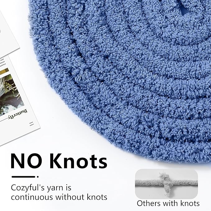 Chunky Yarn for Hand Knitting - #10 Chunky Chenille Yarn, Jumbo Big Thick Chunky Yarns for Crocheting, Super Bulky Chunky Knit Blanket Yarns, 8 Skein (25 yds 8 oz Each Skein), Country Blue