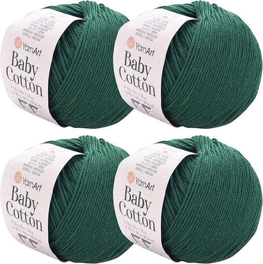 YarnArt Baby Cotton Yarn 4-Pack – Soft Knitting Yarn for Baby & Summer, 50% Cotton 50% Acrylic, 1.76 Oz Each, 180.44 Yds/Skein – Ideal for Amigurumi & Crochet Projects (444)
