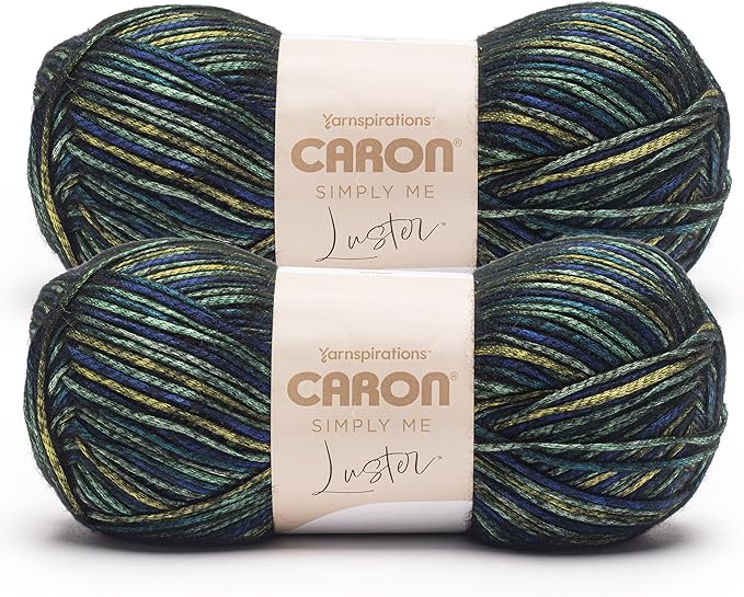 Caron Simply Me Luster Adventurine Yarn - 2 Pack of 170g/6oz - 65% Nylon, 35% Acrylic - #4 Worsted (Medium) - 360 Yards - Knitting/Crochet