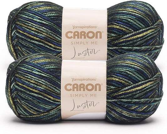 Caron Simply Me Luster Adventurine Yarn - 2 Pack of 170g/6oz - 65% Nylon, 35% Acrylic - #4 Worsted (Medium) - 360 Yards - Knitting/Crochet