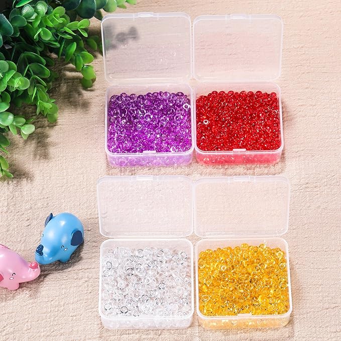 SATINIOR 12 Pack Clear Plastic Beads Storage Containers Box with Hinged Lid for Beads and More (2.75 x 2.75 x 0.67 Inch)