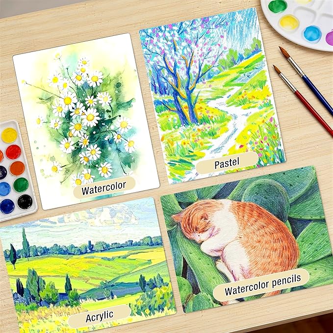 Creazic Watercolor Paper Pad, 9"x12" Water Color Paper (140lb/300gsm, 18 Sheets) - Artist Grade for Watercolor, Acrylic, Gouache & Drawing - Art Sketchbook, Watercolor Journal for Adults & Kids, Teal