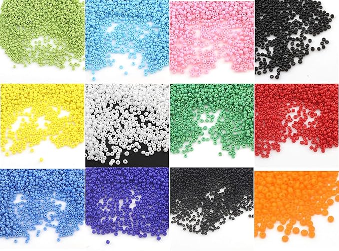 Perlin Glass Seed Beads 2mm 11/0 Round Mini Small Pony Beads 6500pcs for Making Earrings Bracelets Pendants Waist Jewelry DIY Handmade Opaque Color Kit (Orange)