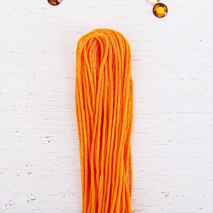 12 Skeins ThreadArt Premium Egyptian Long Fiber Cotton Embroidery Floss | Tangerine | 6 Strand Divisible Thread 8.75yds Each for Hand Embroidery, Friendship Bracelets, Cross Stitch and Crafts