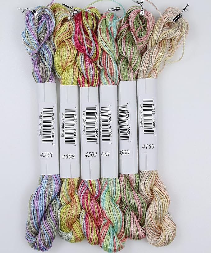 KCS Big skeins of 25 Meters Size 25 Color Variegated Cross Stitch Stranded Threads,6 skeins,05