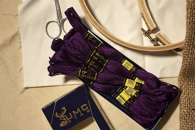 12 Pieces Dark Purple Violet 102/550 Premium Embroidery Thread Egyptian Cotton Skeins Cross Stitch Floss Oeko TEX Stranded Dark Purple 102