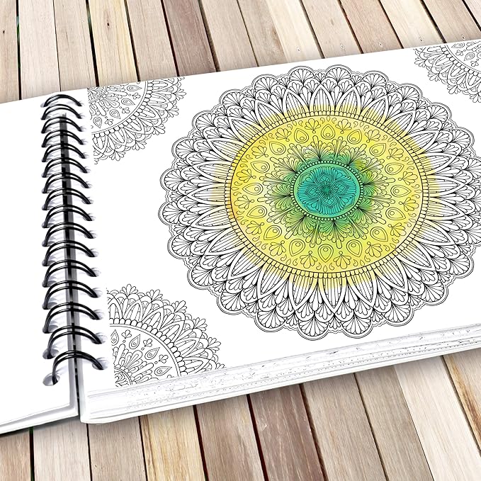 ColorIt Mandalas Volume IV Spiral Bound Adult Coloring Book with 50 Mandala Patterns for Relaxation and Stress Relief - Includes Perforated Pages, Thick Paper, Hardback Covers, and Blotter Page