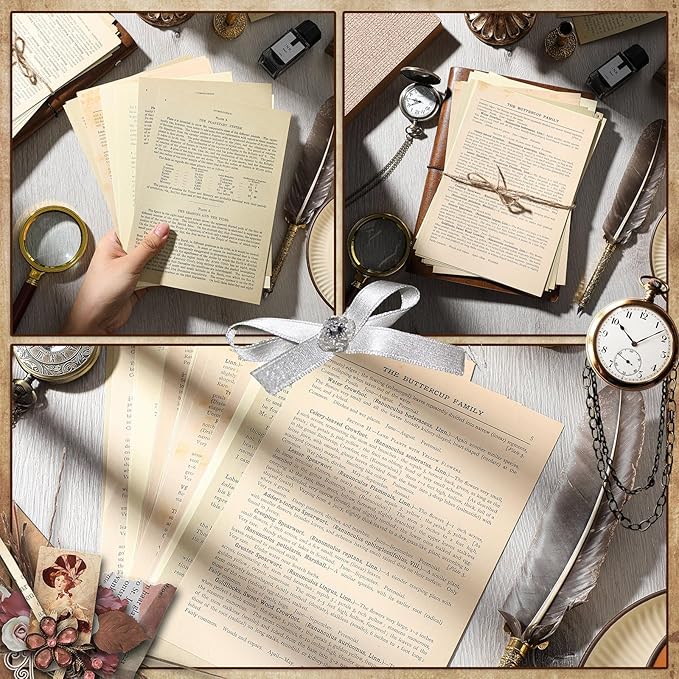 Zonon 114 Pieces 2 Sets Junk Journal Pages Vintage Ephemera Pack Craft Paper Junk Journal Vintage Paper for Albums Planner Decorative Crafts Embellishment Supplies (Old Handbook Series)