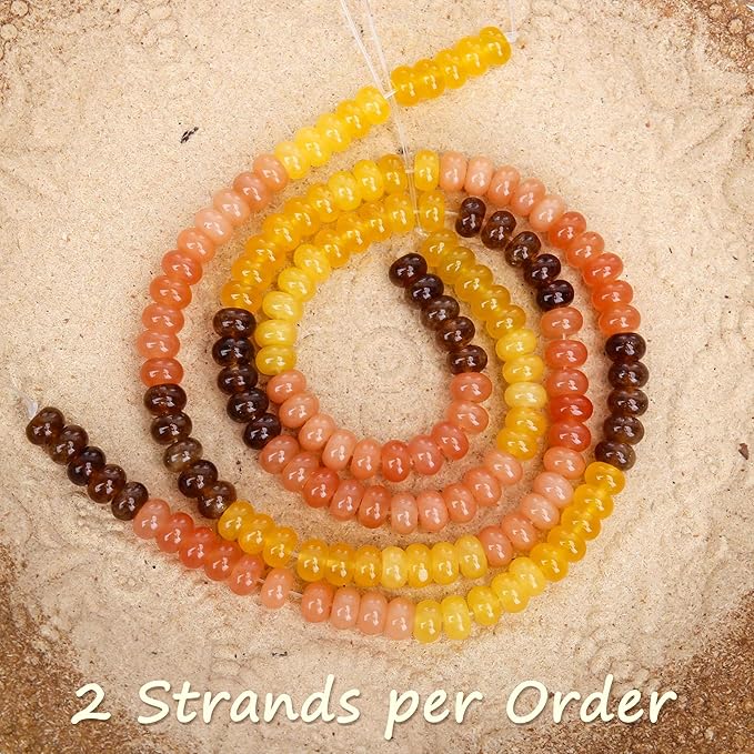 2 Strands (150PCs) Yellow Shade Jade Rondelle Beads, 5 * 8mm Gemstone Loose Spacer Abacus Disk Beads for DIY Bracelet Necklace Earrings Jewelry Making, Craft Supplies Beading Kit