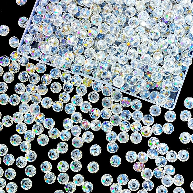 laopottbeads 220pcs 10mm crystal glass beads for jewelry making beads for bracelets necklace pendants making supplies(white ab color)