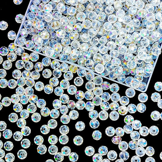 laopottbeads 220pcs 10mm crystal glass beads for jewelry making beads for bracelets necklace pendants making supplies(white ab color)