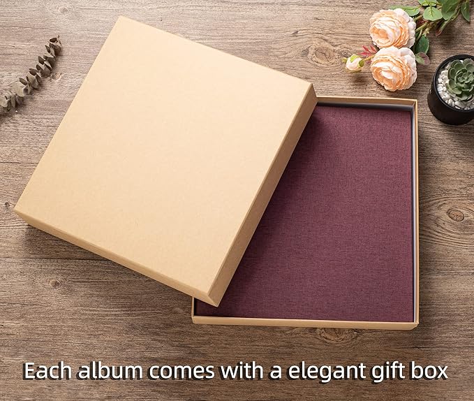 Large Photo Album Self Adhesive 4x6 5x7 3x5 8.5x11 Scrapbook Magnetic Album DIY Scrap Book Length 13 x Width 12.8 (Inches) 120 Sticky Pages Linen Cover DIY Photo Album (PurPle)
