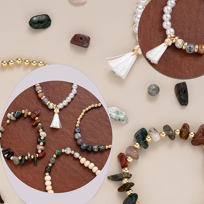 xylise jewelry making supplies kit natural stone beads for irregular natural stone with for diy craft bracelet necklace earrings for adults(agate)