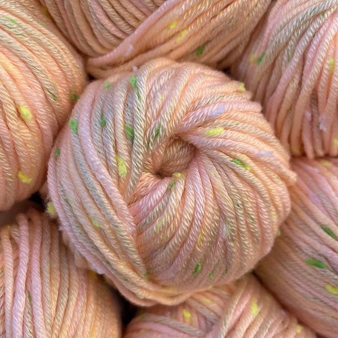 Tweed Twinkles Soft Baby Yarn for Crocheting, 8-Pack (696Yds / 400G), Free Patterns - Acrylic Baby Blanket Knitting Yarn with Flecks - Size 3 DK Light Worsted Weight - Pale Peach