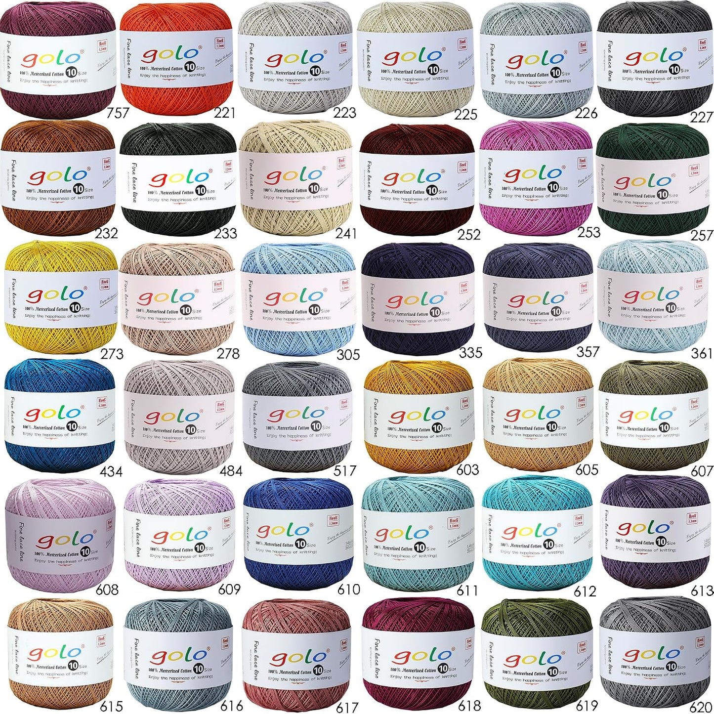 golo Crochet Thread Size 10 White Yarn for Hand Knitting White 801