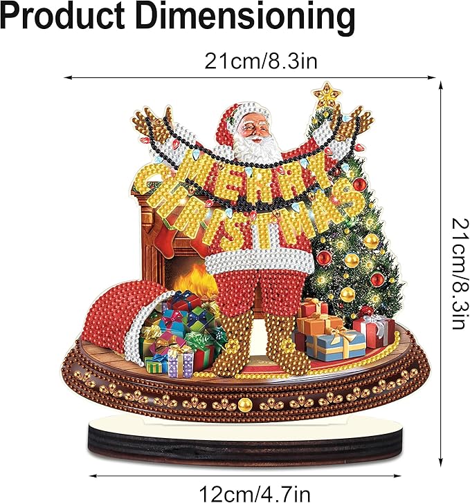 MVVMTOP Christmas Diamond Art Tabletop Decoration, DIY Merry Christmas, Diamond Art 5D Special Shape Crystal Diamond Partial Diamond Painting Mosaic Handicraft, Home Office Tabletop Decor Gift