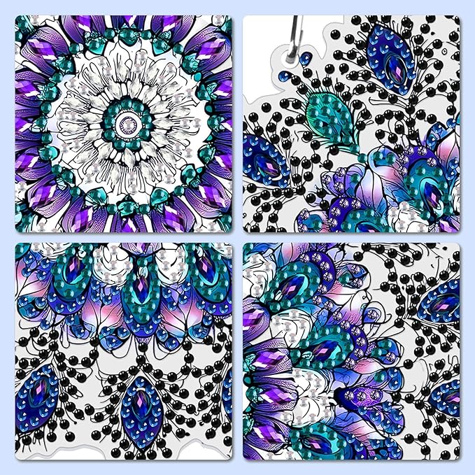MXJSUA Special Shaped Hanging Diamond Painting Art Kits for Adults, Mandala Flower 3D Crystal Rhinestone Acrylic Gem Art Pendant Ornaments Kit for Home Decoration and Gift