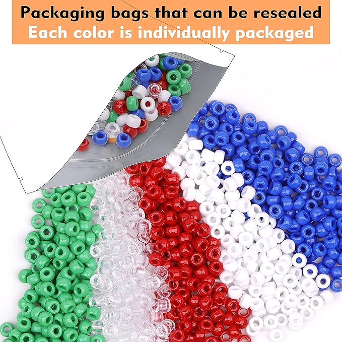 gmma red white blue green pony beads for bracelets christmas beads for friendship bracelets 1000 pcs independent day plastic beads for diy necklace jewelry making supplies