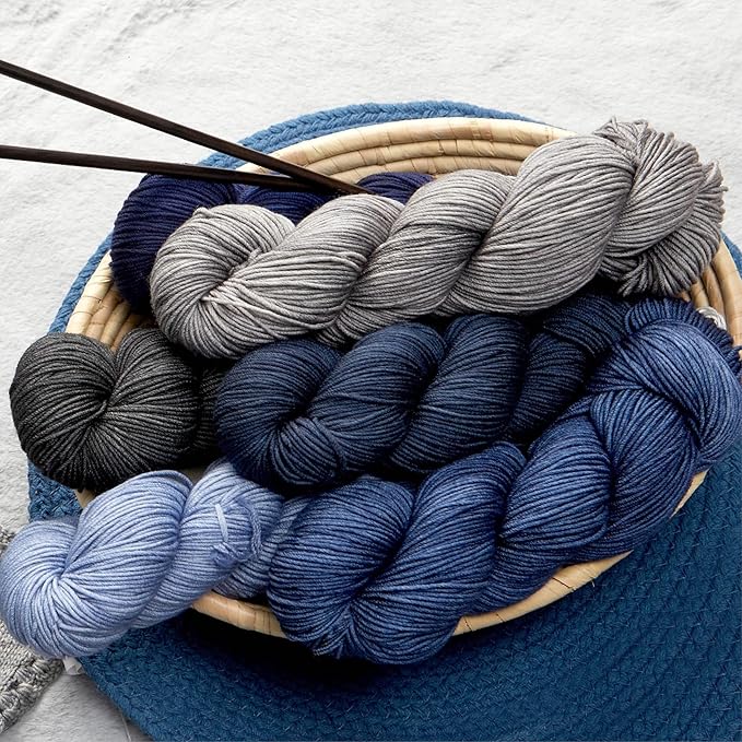 Superwash Merino Wool Yarn for Knitting & Crocheting - Premium Hand Dyed Yarn, 100gr, 240 Yards, Dk Weight - Luxurious, Soft & Durable Blue Yarn