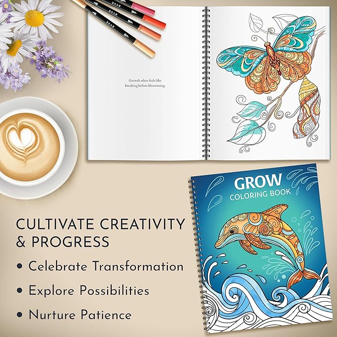 RYVE Coloring Books for Adults Relaxation - Set of 3 Stress Relief Coloring Book with Inspiring Quotes, Adult Coloring Book for Women, Easy Coloring Books for Adults, Stress Relief Gifts for Women