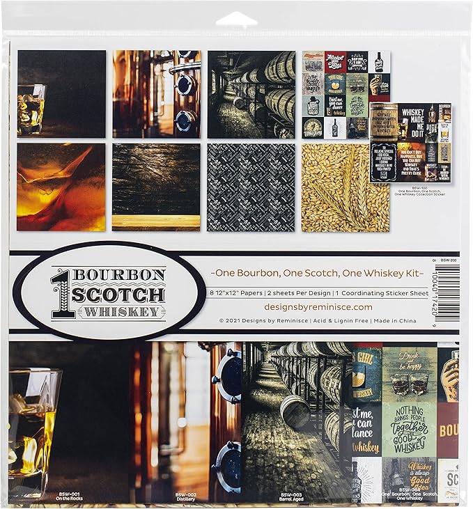 Reminisce Bourbon, Scotch, One Whiskey Scrapbook Collection Kit Paper Crafts