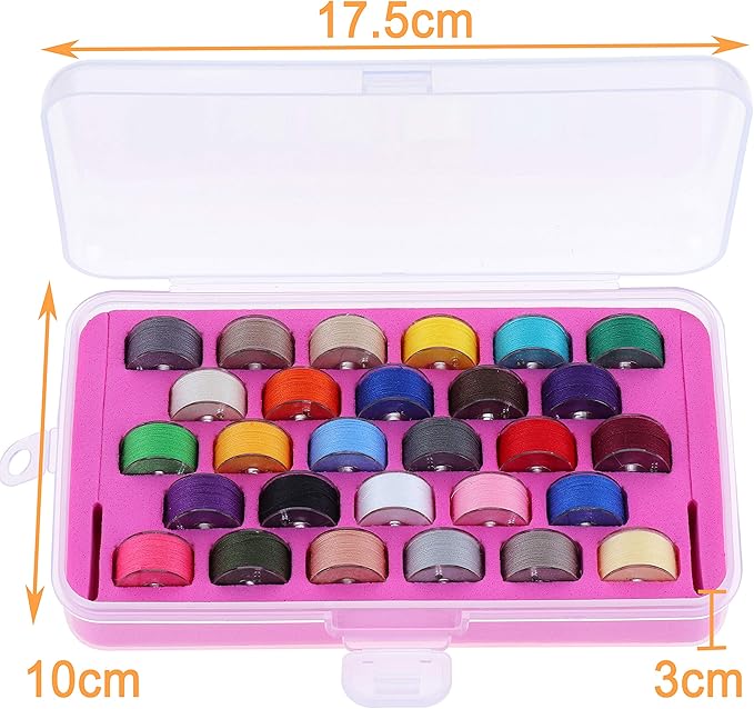 New brothread 28pcs Assorted Colors 60S/2 (90WT) Prewound Bobbin Thread Plastic Size A SA156 for Embroidery and Sewing Machines DIY Embroidery Sewing Thread Cottonized Soft Feel Polyester Thread